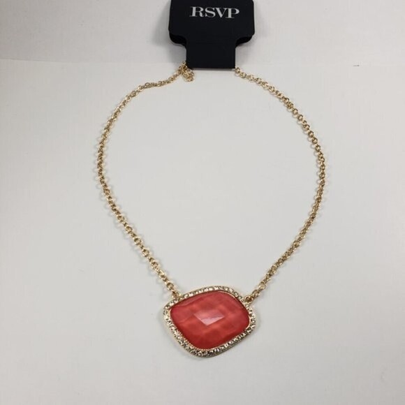 RSVP 18+3.5" Gold-tone Salmon Pink Stone Sparkling Crystal Necklace - Women - Picture 8 of 10